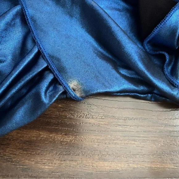 Revamped Blue Satin Ruffle Top - Picture 6 of 11